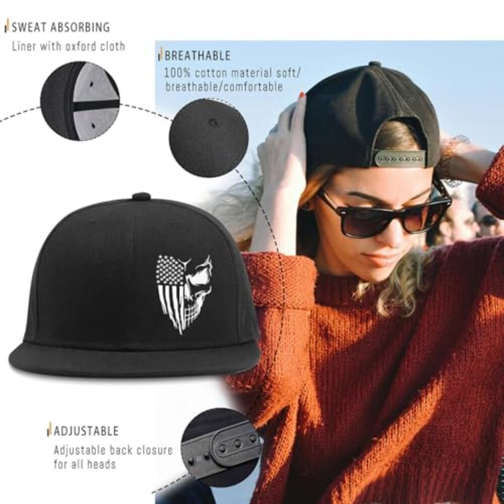 Snapback Baseball Cap Flat Bill Adjustable Hip Ho… - image 4